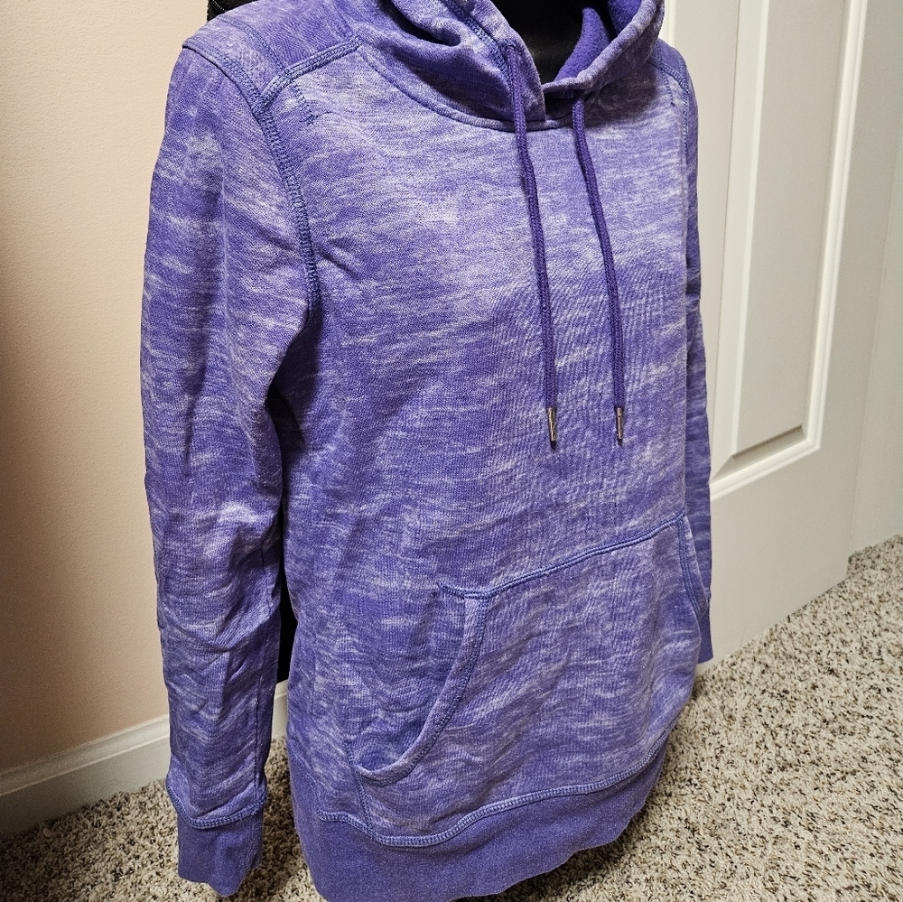 Casual Heathered Purple Hoodie - Picture 5 of 11